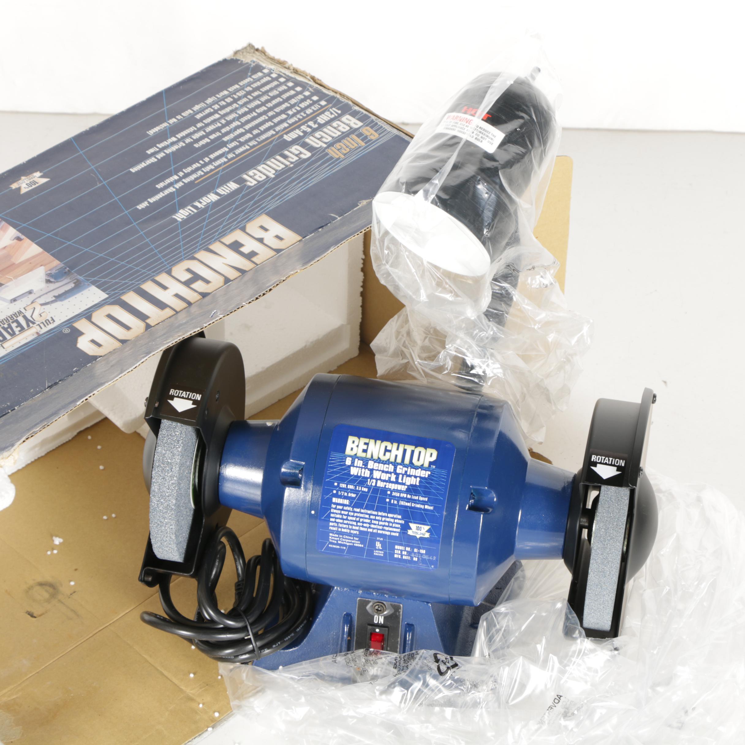 Benchtop 6" "Bench Grinder With Work Light"