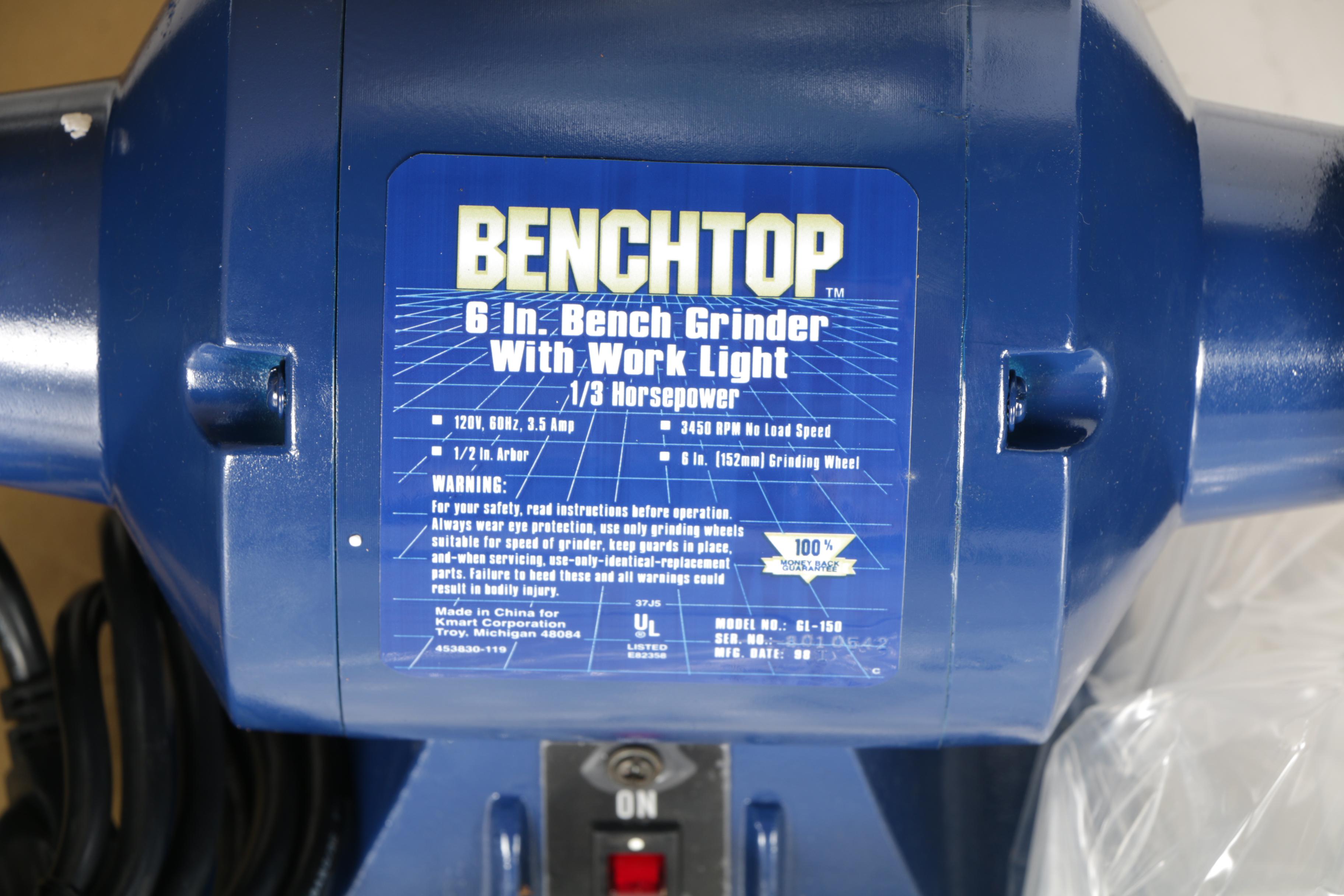 Benchtop 6" "Bench Grinder With Work Light"