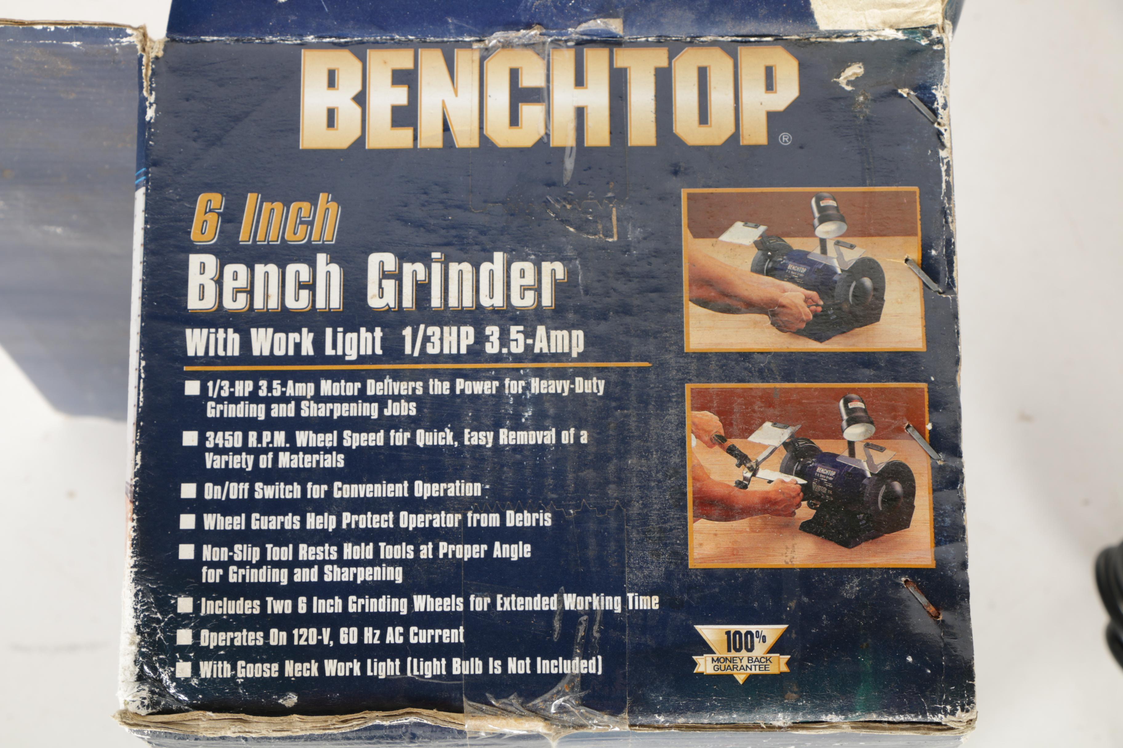 Benchtop 6" "Bench Grinder With Work Light"