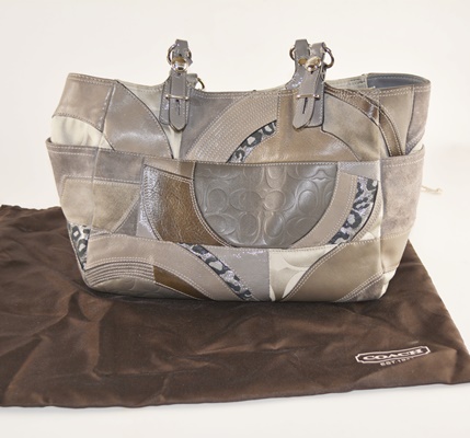 Coach Gray Patchwork Tote Handbag