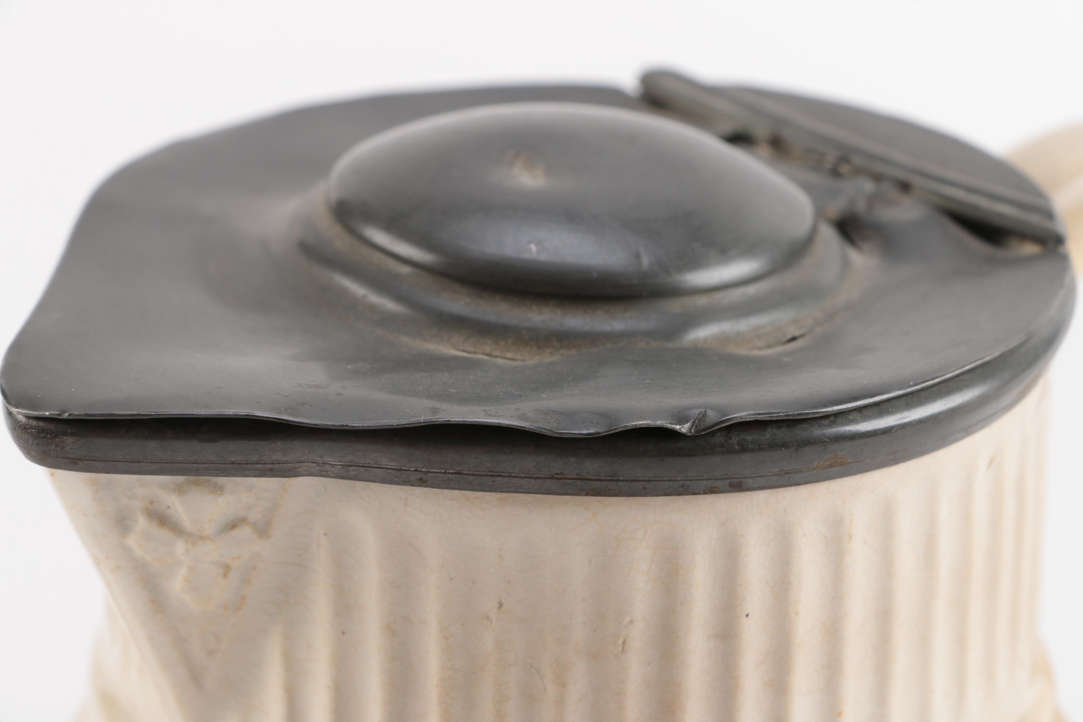 Antique English Parain Ware Jug and Pink Depression Glass Platter