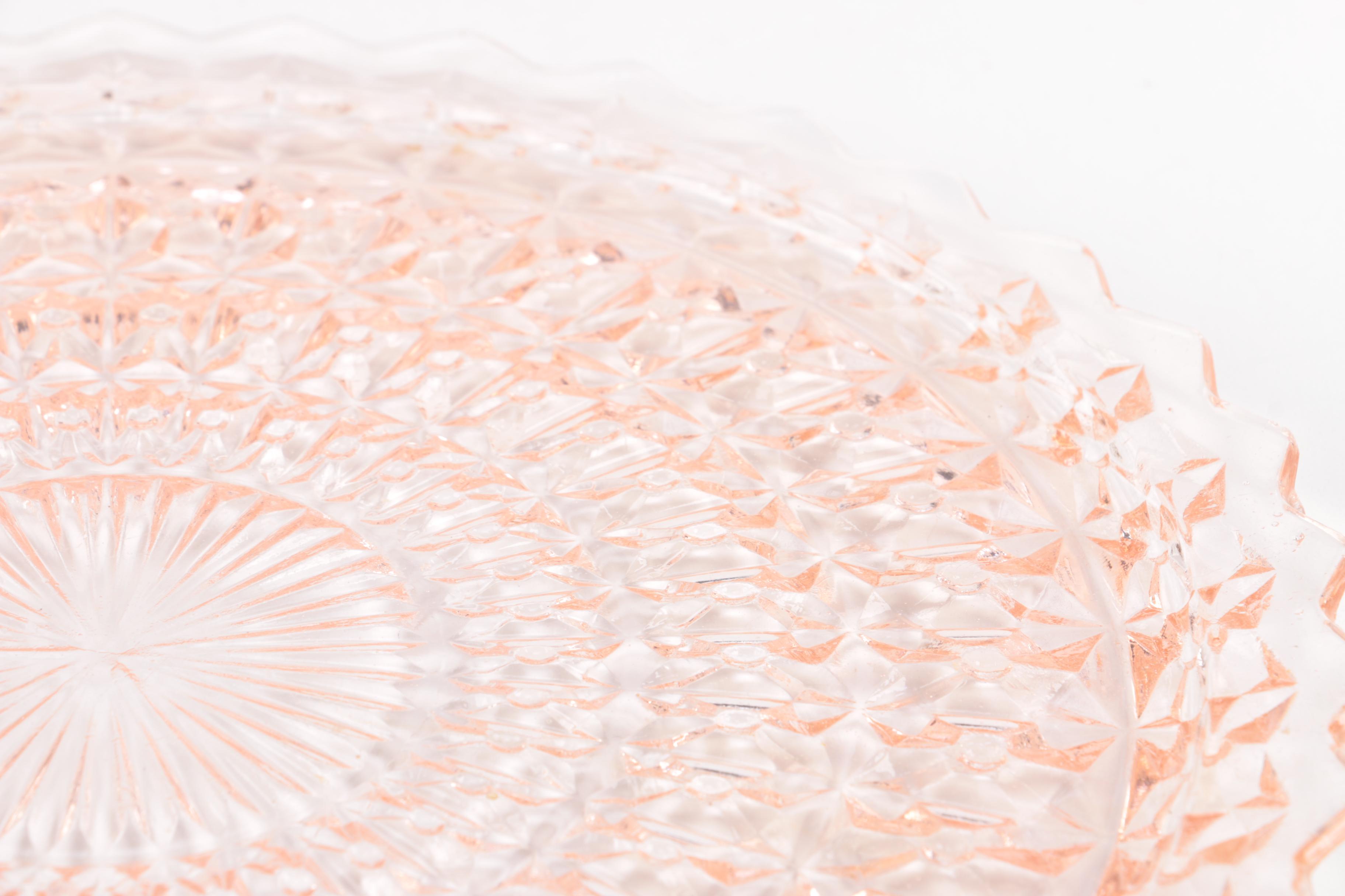 Antique English Parain Ware Jug and Pink Depression Glass Platter