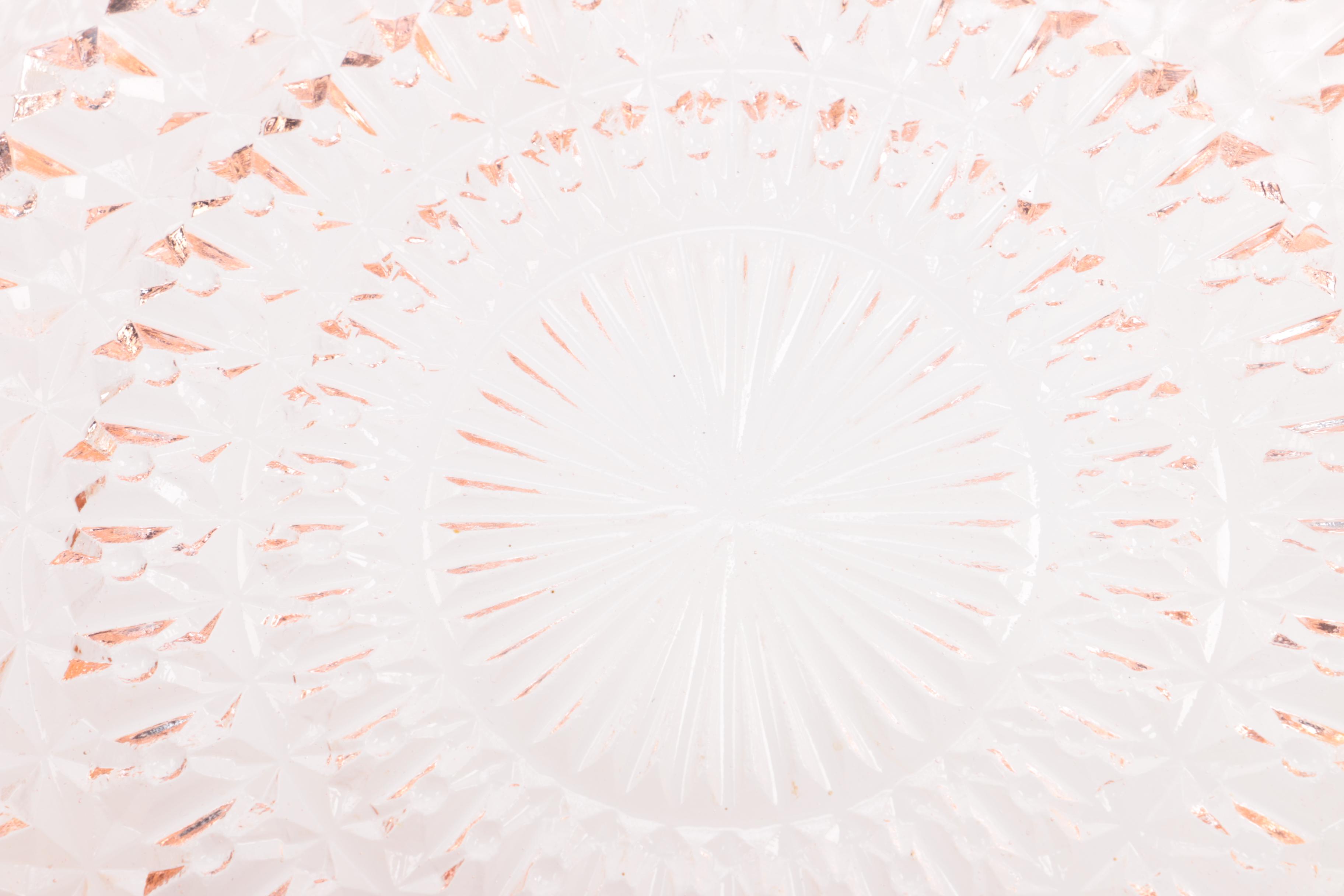 Antique English Parain Ware Jug and Pink Depression Glass Platter