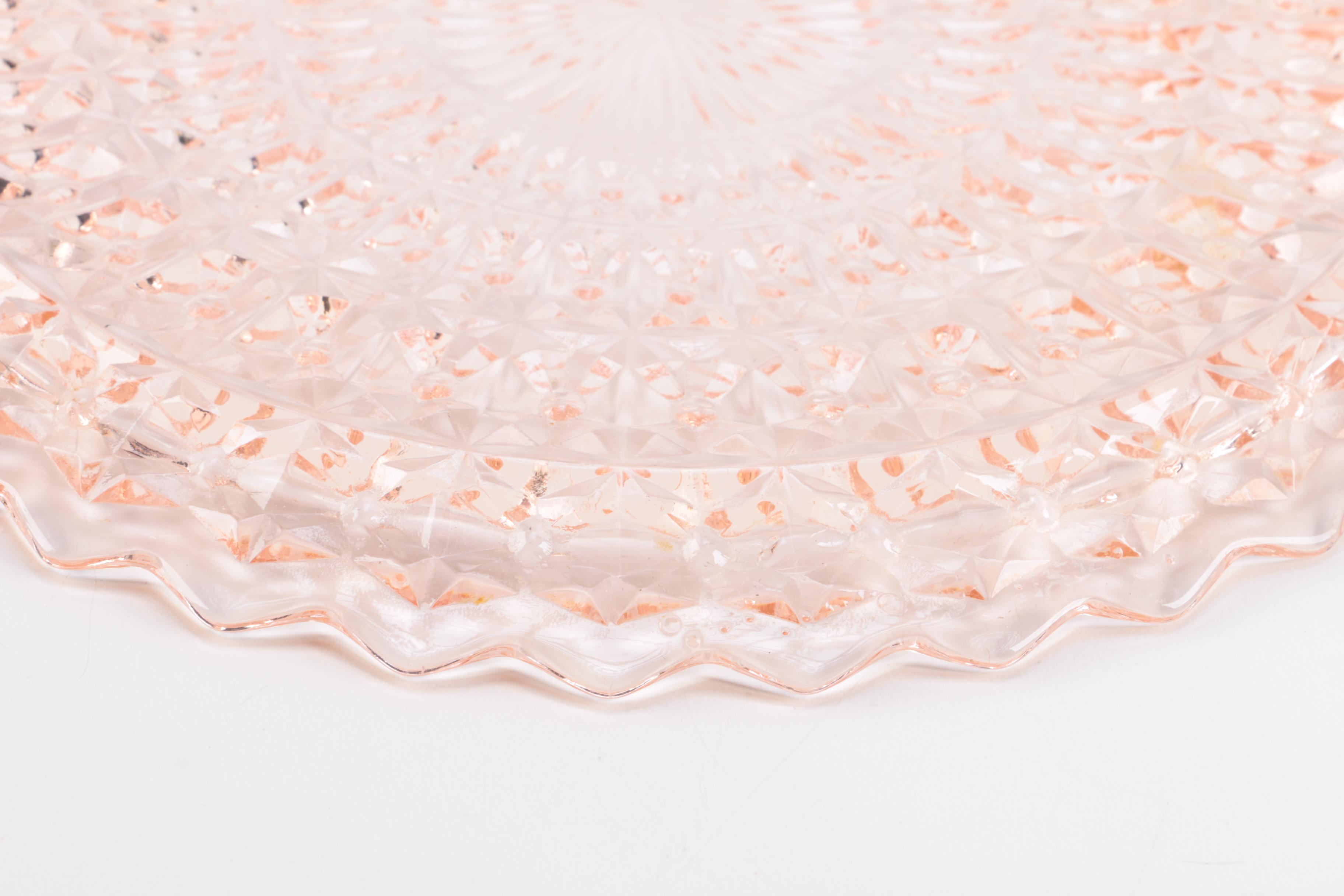 Antique English Parain Ware Jug and Pink Depression Glass Platter