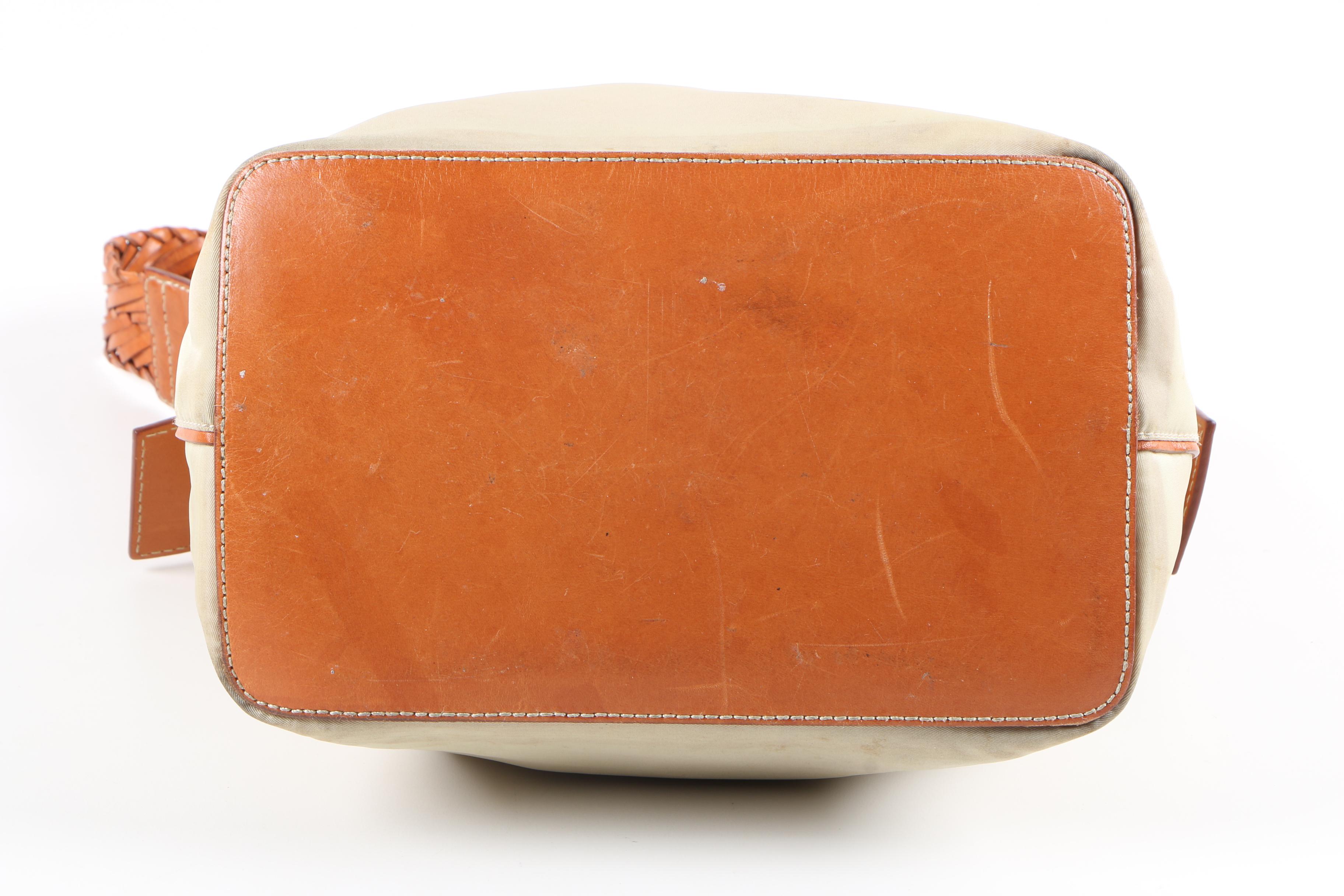 Prada Woven Leather Handle Shoulder Bag