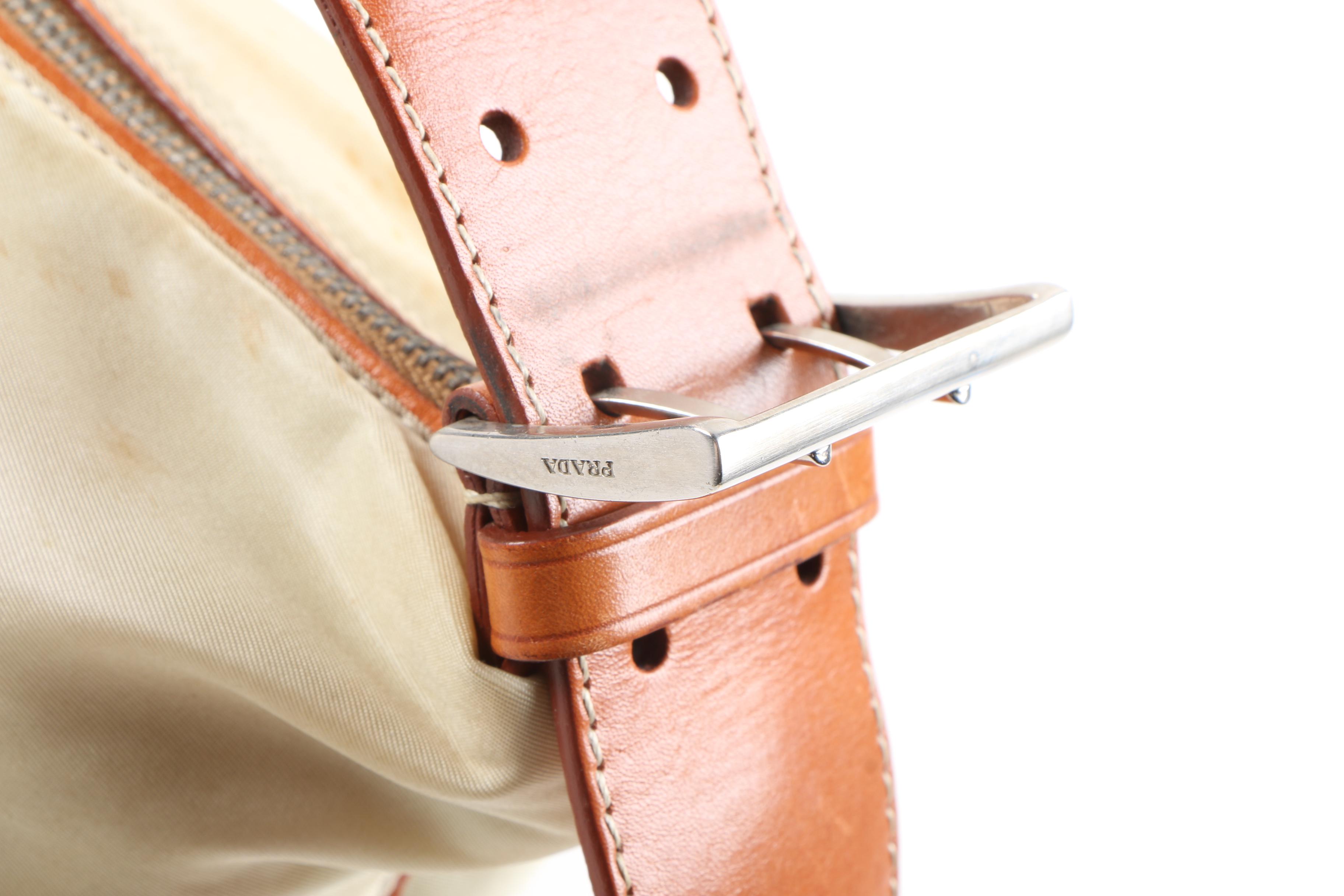 Prada Woven Leather Handle Shoulder Bag