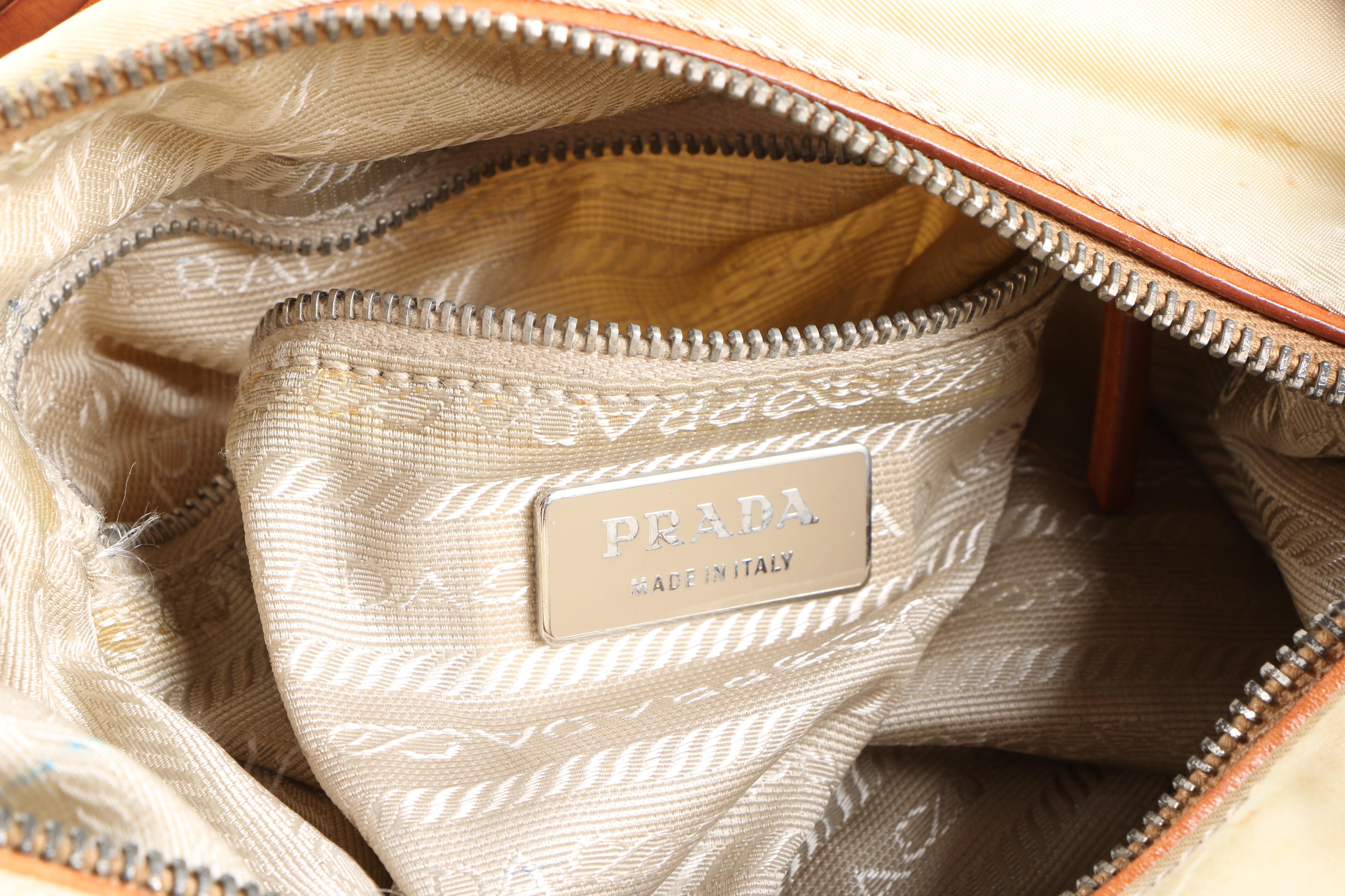 Prada Woven Leather Handle Shoulder Bag