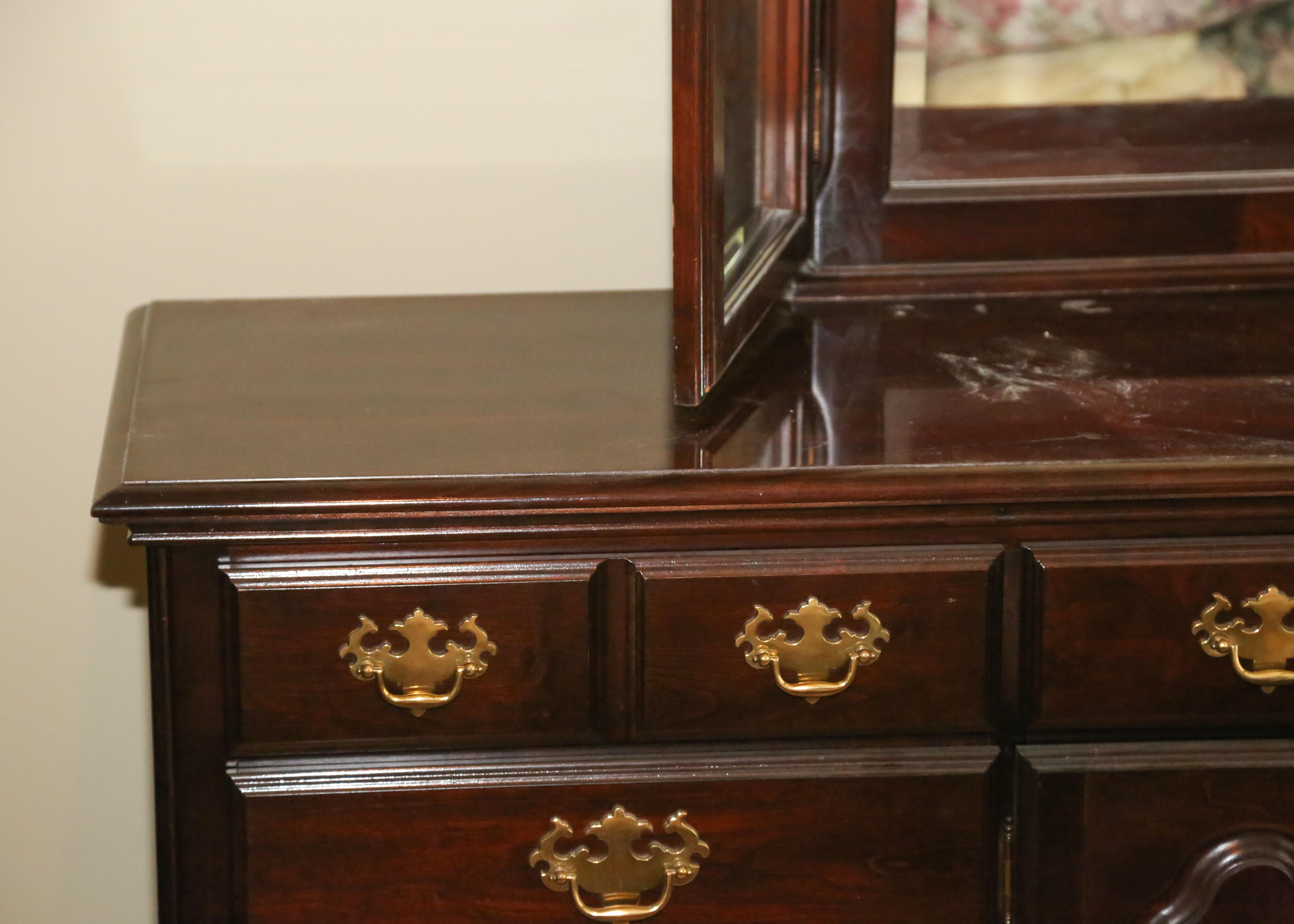 Chippendale Style "Cherry Mountain" Mirrored Dresser by Kincaid