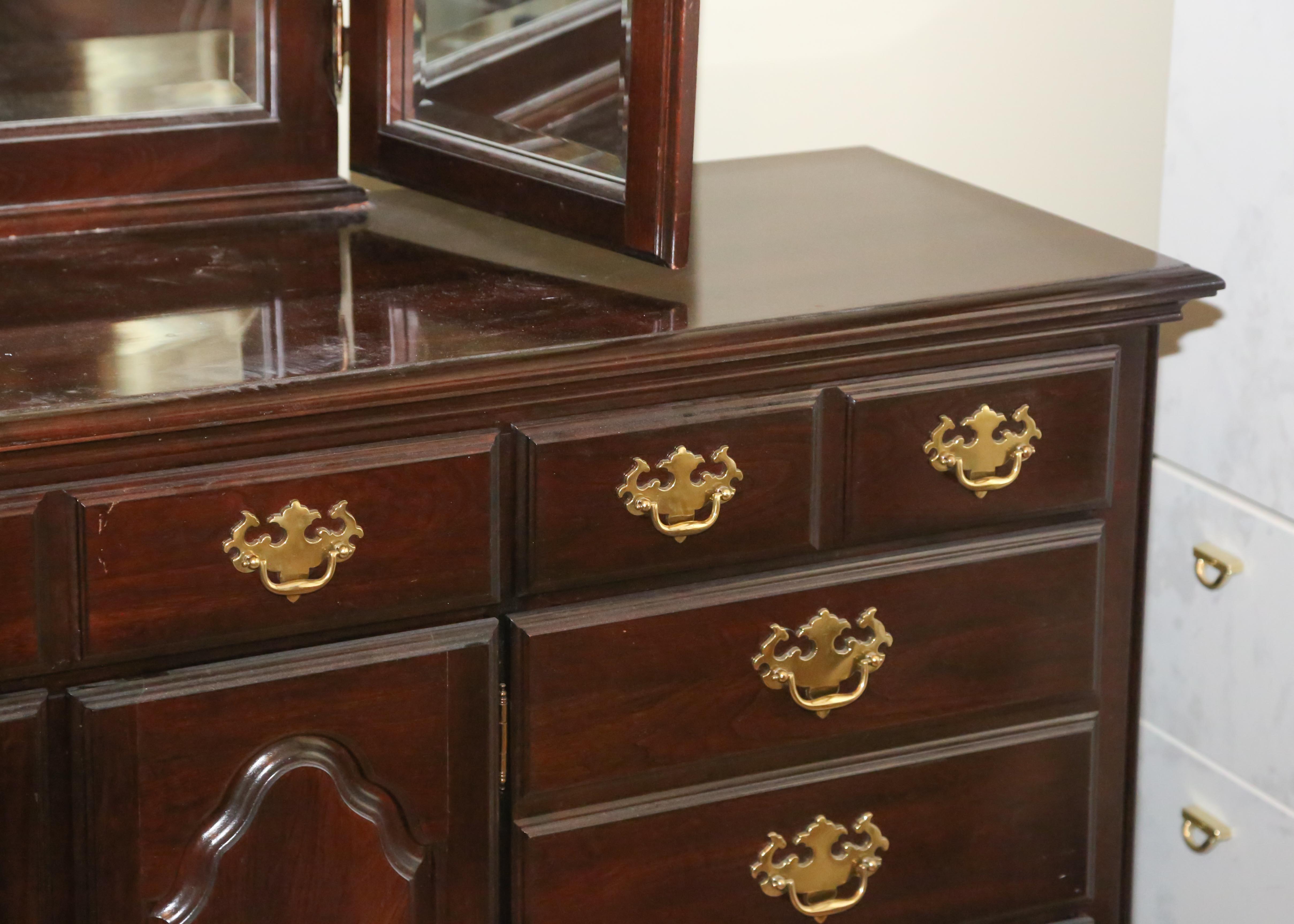 Chippendale Style "Cherry Mountain" Mirrored Dresser by Kincaid
