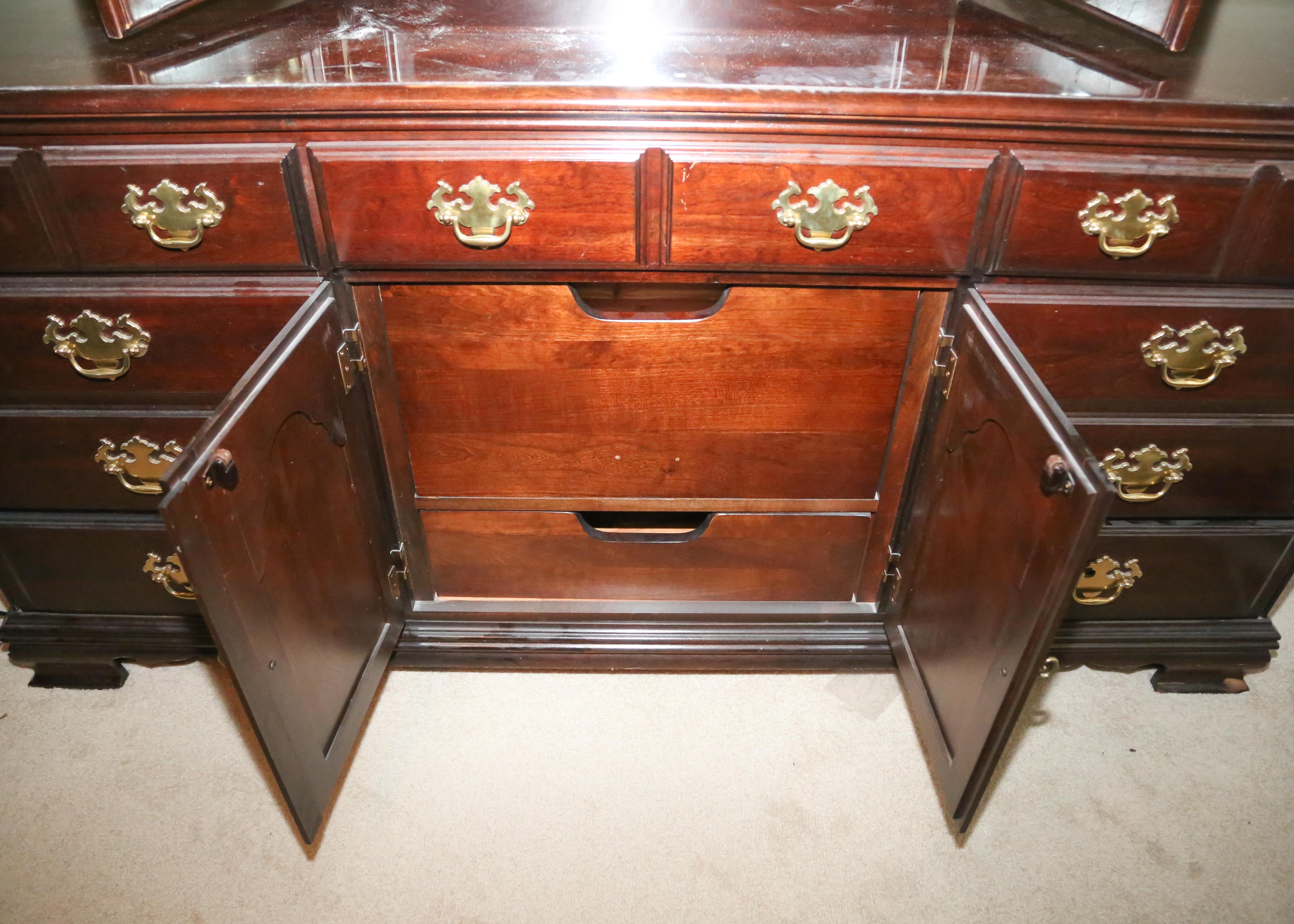Chippendale Style "Cherry Mountain" Mirrored Dresser by Kincaid