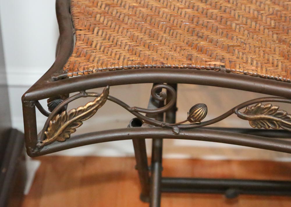 Metal and Rattan Folding Table