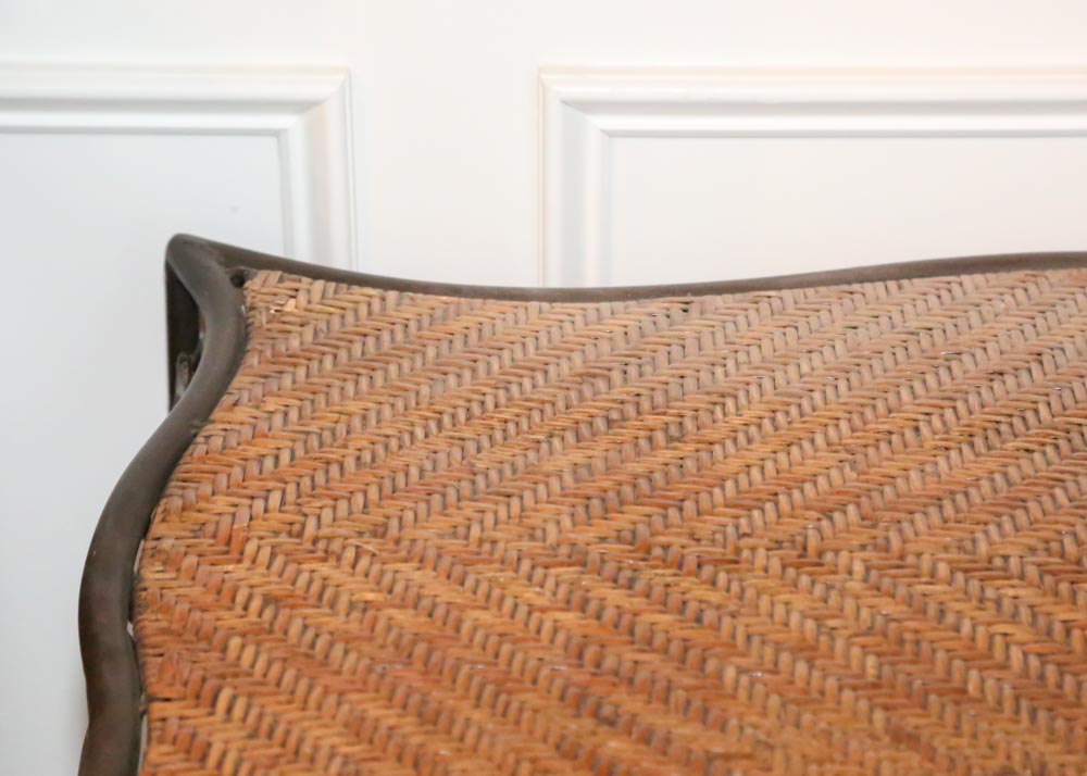 Metal and Rattan Folding Table