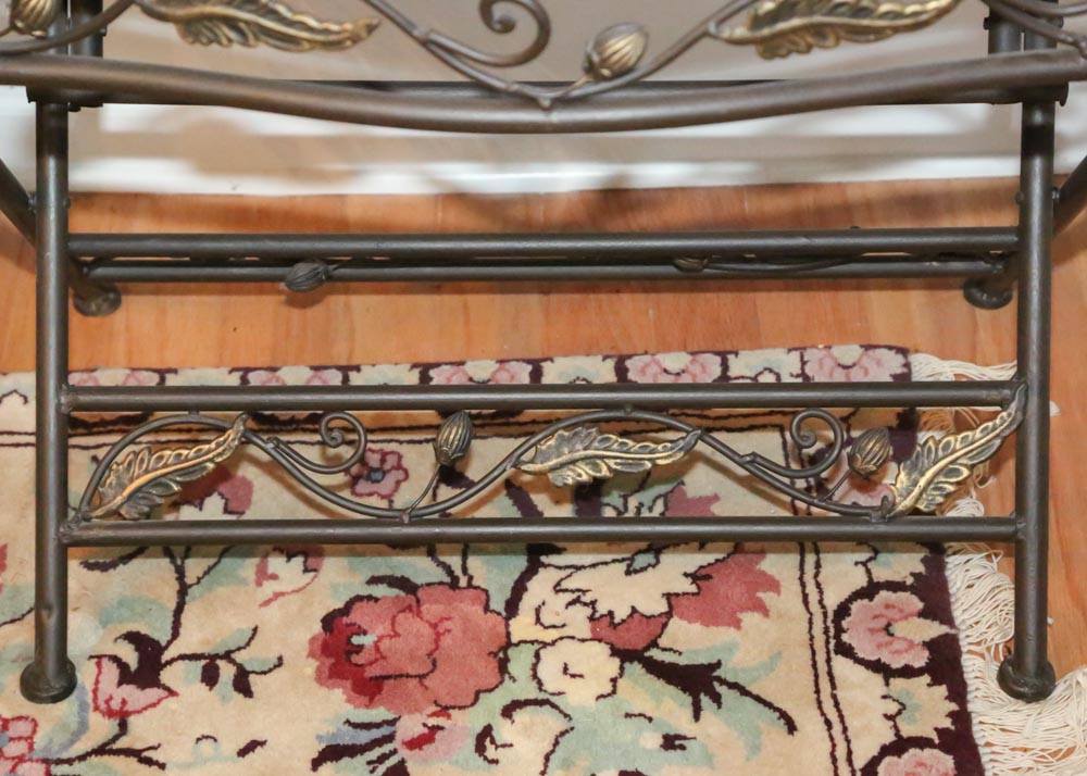 Metal and Rattan Folding Table