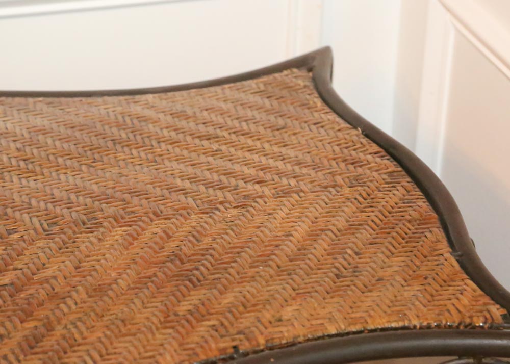 Metal and Rattan Folding Table