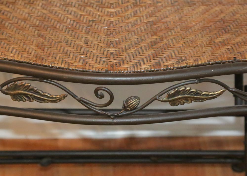 Metal and Rattan Folding Table