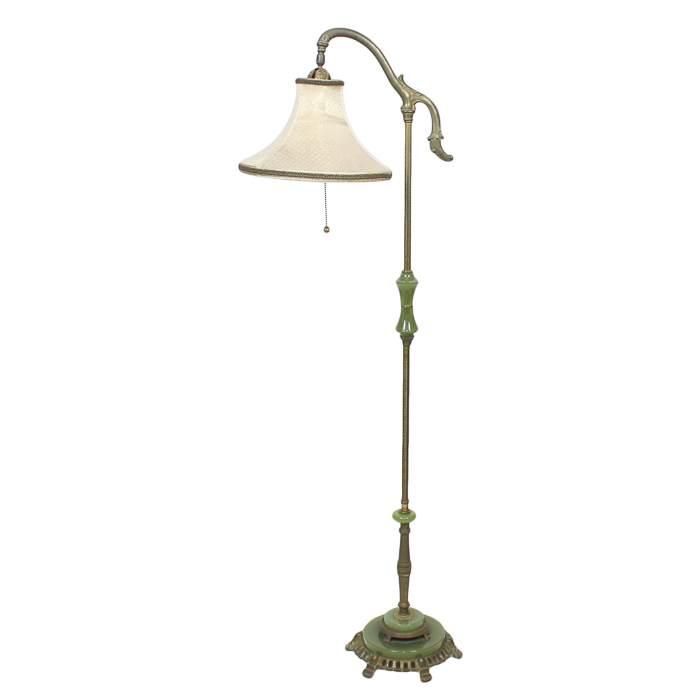 Vintage Brass and Jadeite Floor Lamp