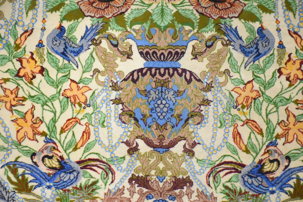 Hand-Knotted Persian Art Silk Prayer Rug