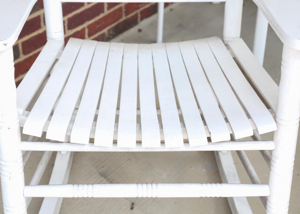 Spindle-Back Rocking Chairs in White Paint