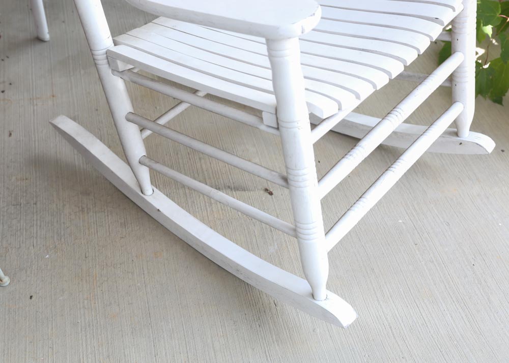 Spindle-Back Rocking Chairs in White Paint