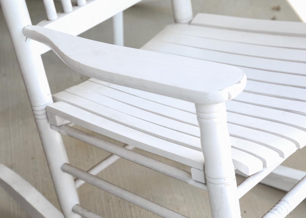 Spindle-Back Rocking Chairs in White Paint
