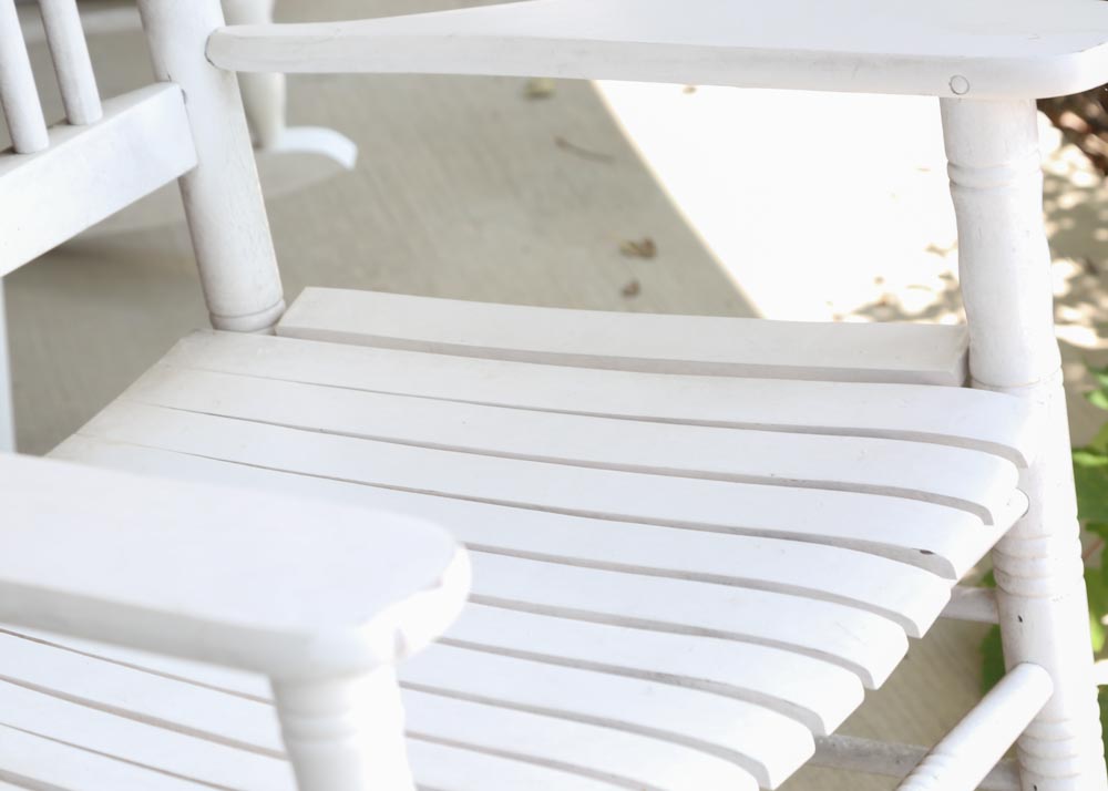 Spindle-Back Rocking Chairs in White Paint