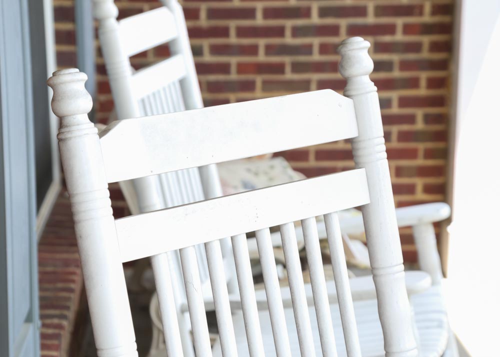 Spindle-Back Rocking Chairs in White Paint