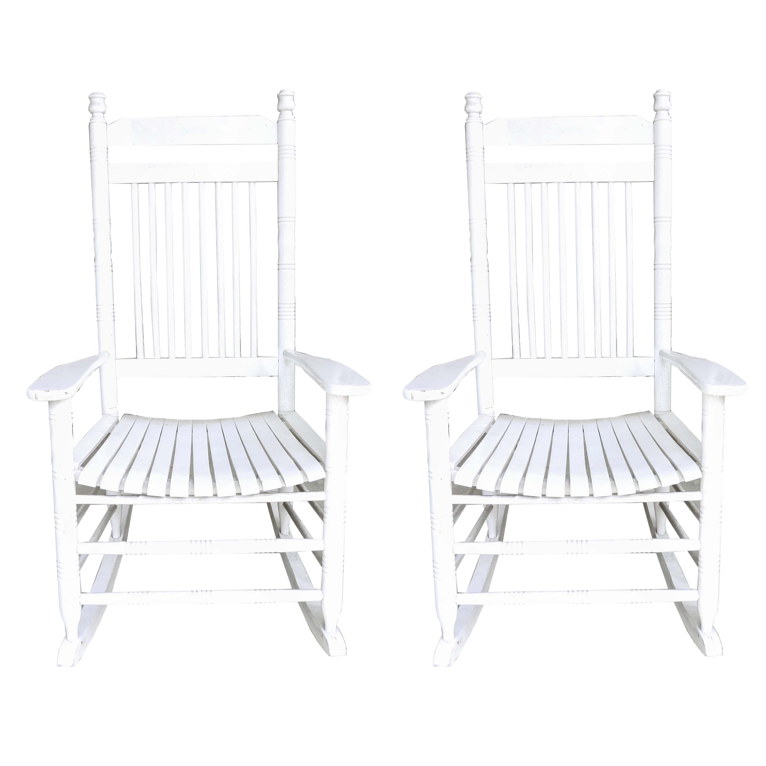 Spindle-Back Rocking Chairs in White Paint