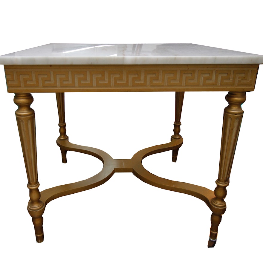 Neoclassical Style Marble Top Side Table
