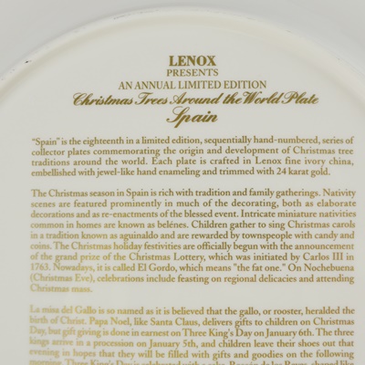 Lenox 2008 Spain Christmas Trees Around The World Collector Plate