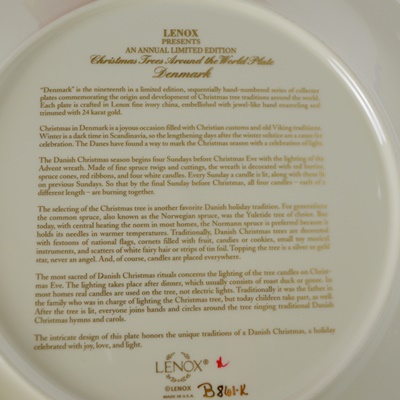 Lenox 2009 Denmark Christmas Trees Around The World Collector Plate