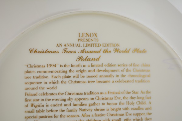 Lenox 1994 Poland Christmas Trees Around The World Collector Plate