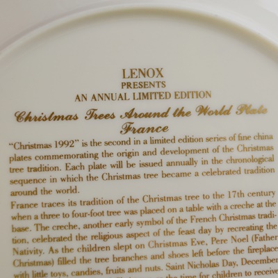 Lenox 1992 France Christmas Trees Around The World Collector Plate
