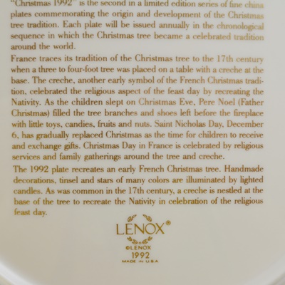 Lenox 1992 France Christmas Trees Around The World Collector Plate