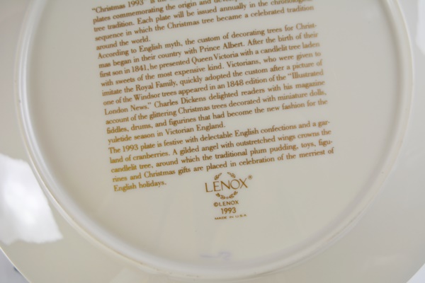 Lenox 1993 England Christmas Trees Around The World Collector Plate