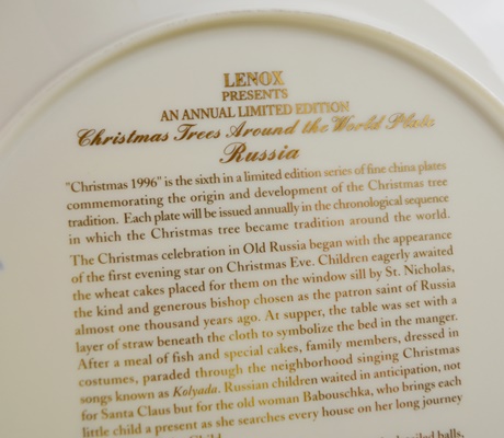 Lenox 1996 Russia Christmas Trees Around The World Collector Plate