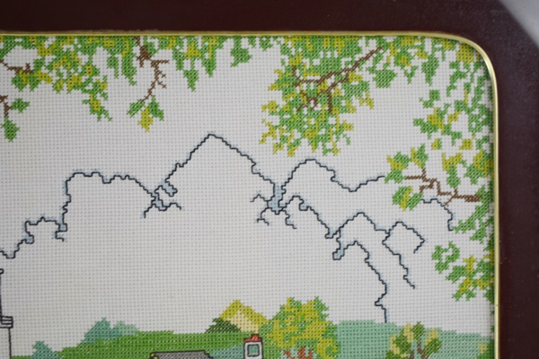 Vintage Framed Village Cross Stitch