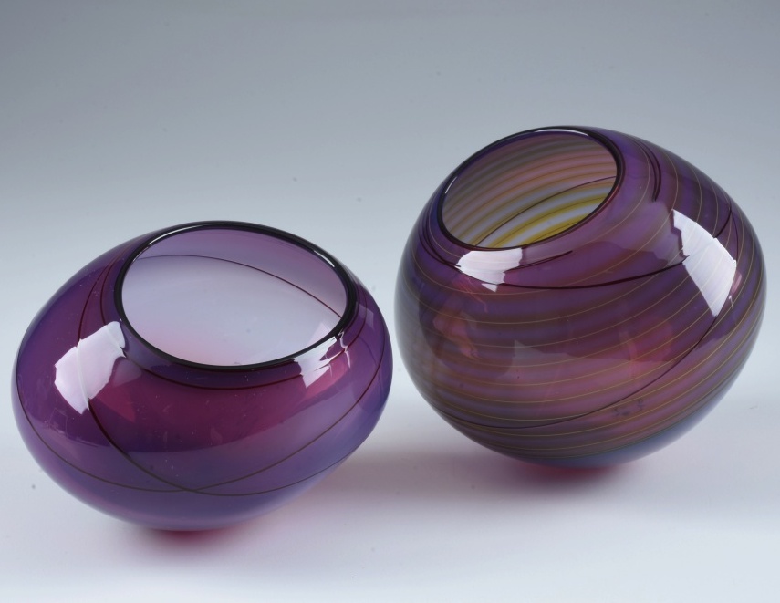 Dale Chihuly Art Glass "Royal Violet Basket Set"