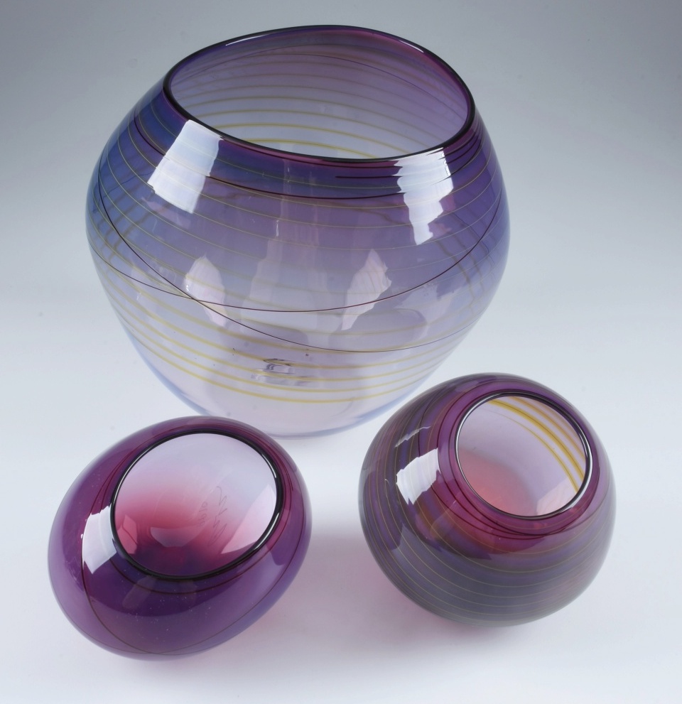 Dale Chihuly Art Glass "Royal Violet Basket Set"