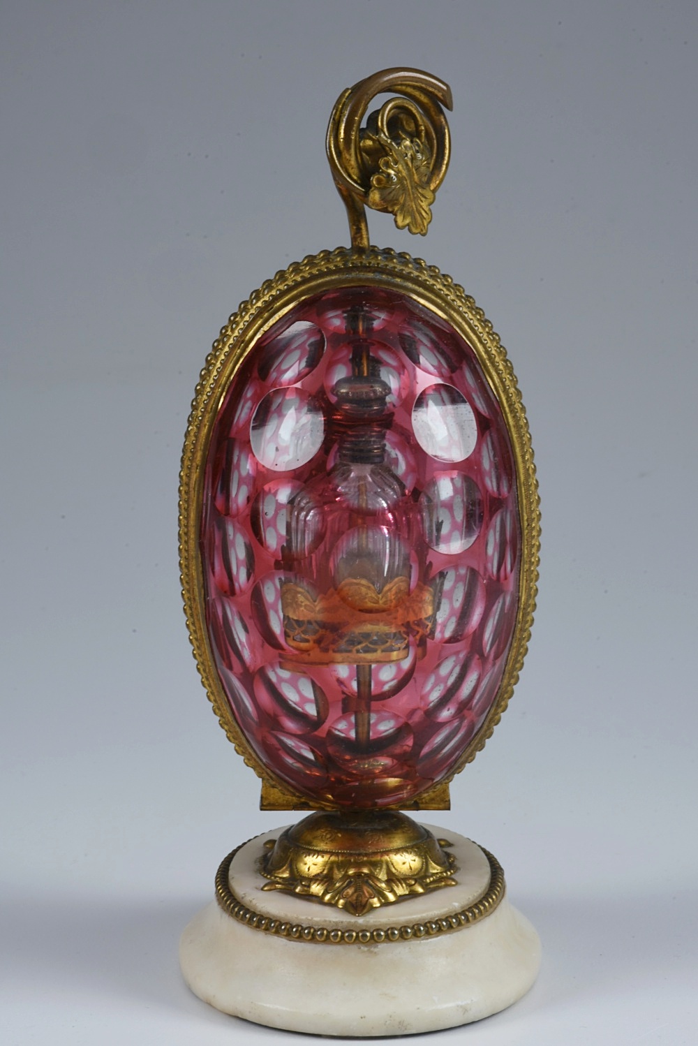19th Century French Cut to Clear Perfume "Etui" in Egg Form