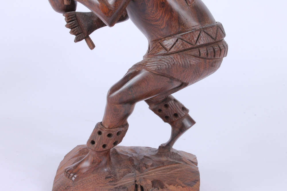 Mexican Yaqui Deer Dancer Figure With Carved Cactus