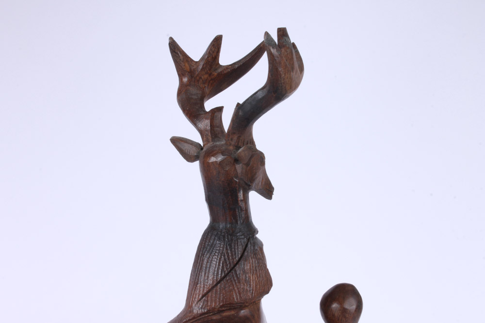 Mexican Yaqui Deer Dancer Figure With Carved Cactus