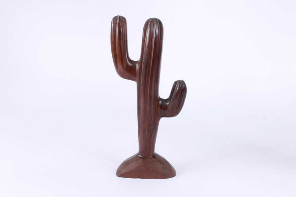 Mexican Yaqui Deer Dancer Figure With Carved Cactus