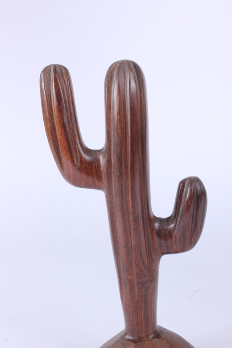 Mexican Yaqui Deer Dancer Figure With Carved Cactus