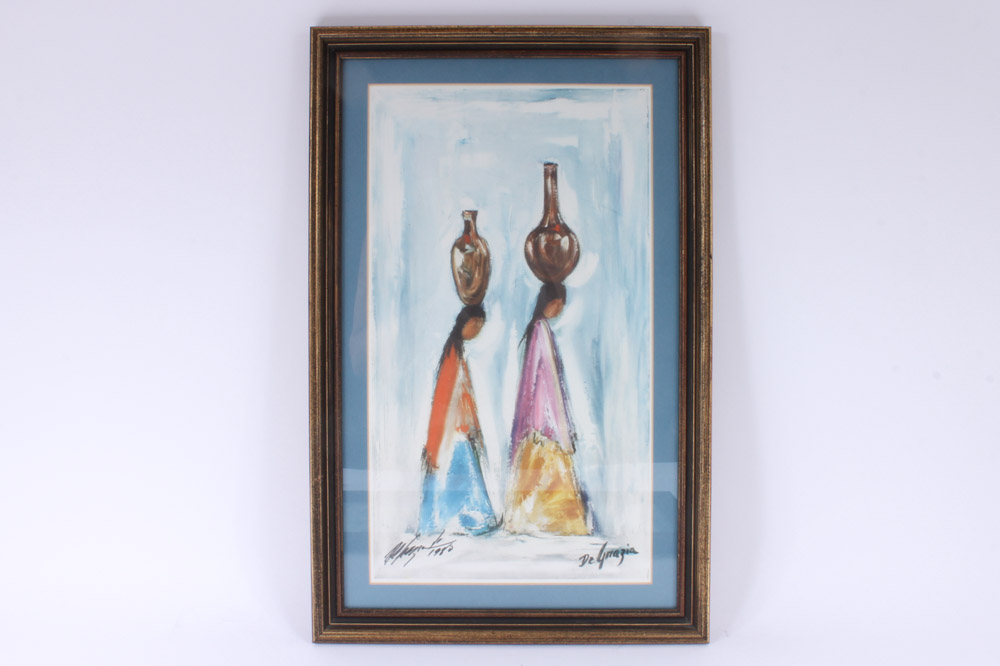 De Grazia Signed Offset Lithographs "Water Maidens" and "Saguaro Harvest"