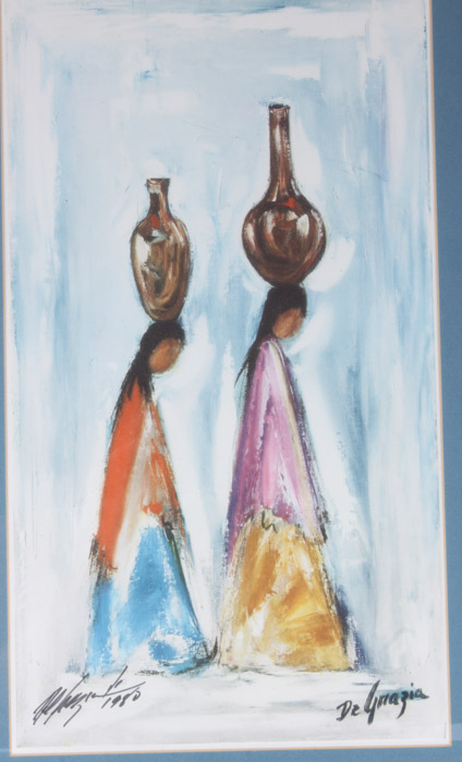 De Grazia Signed Offset Lithographs "Water Maidens" and "Saguaro Harvest"