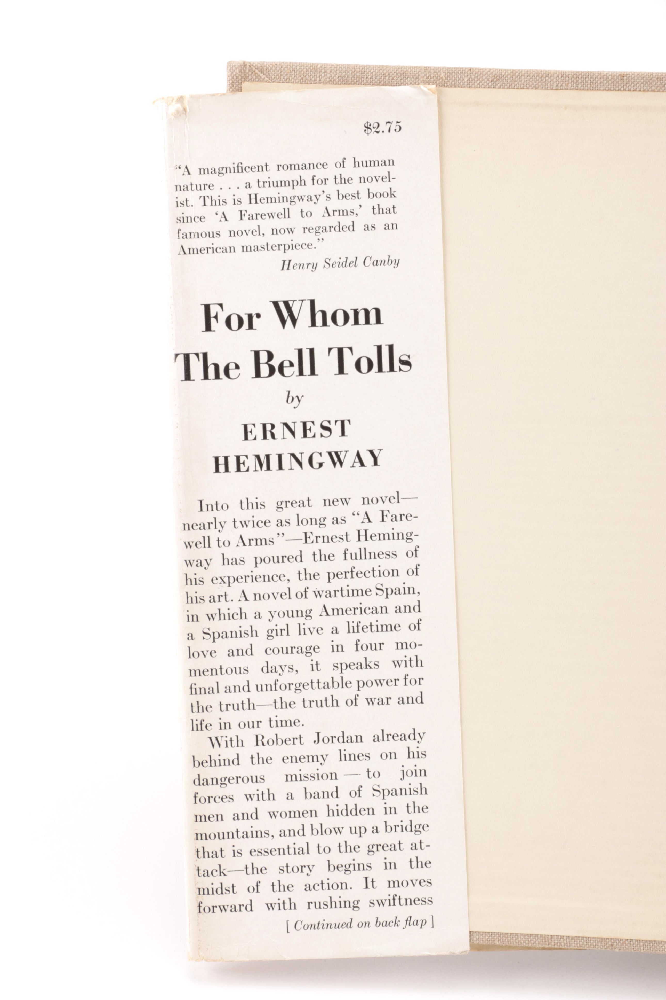 1940 Later Printing "For Whom the Bell Tolls" by Ernest Hemingway