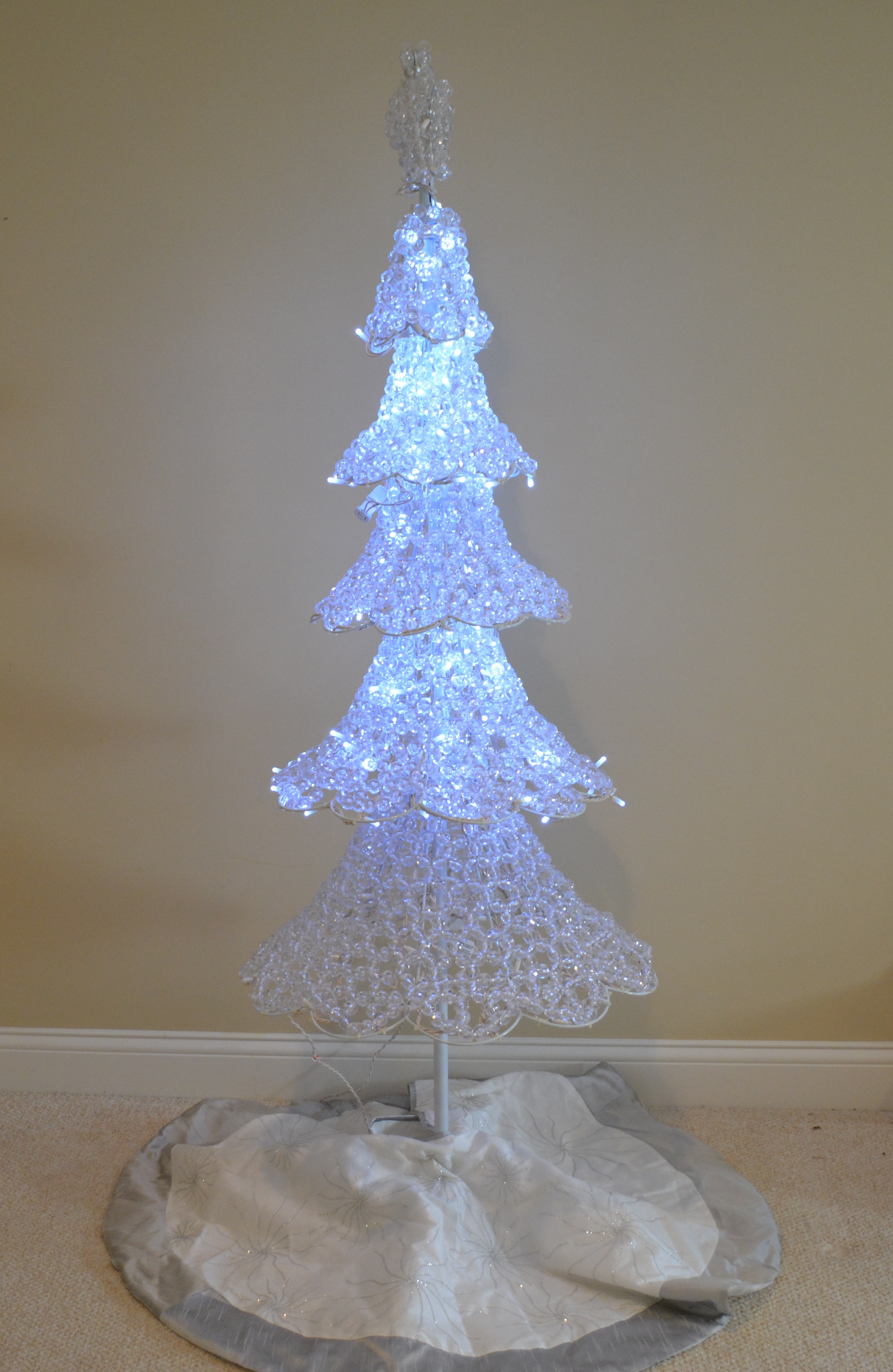 Vintage Crystal Like Tiered Christmas Tree With Skirt