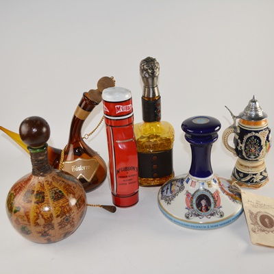 Large Decanter Collection Including a John Paul Jones US Navy & Marine Corp Ships Decanter