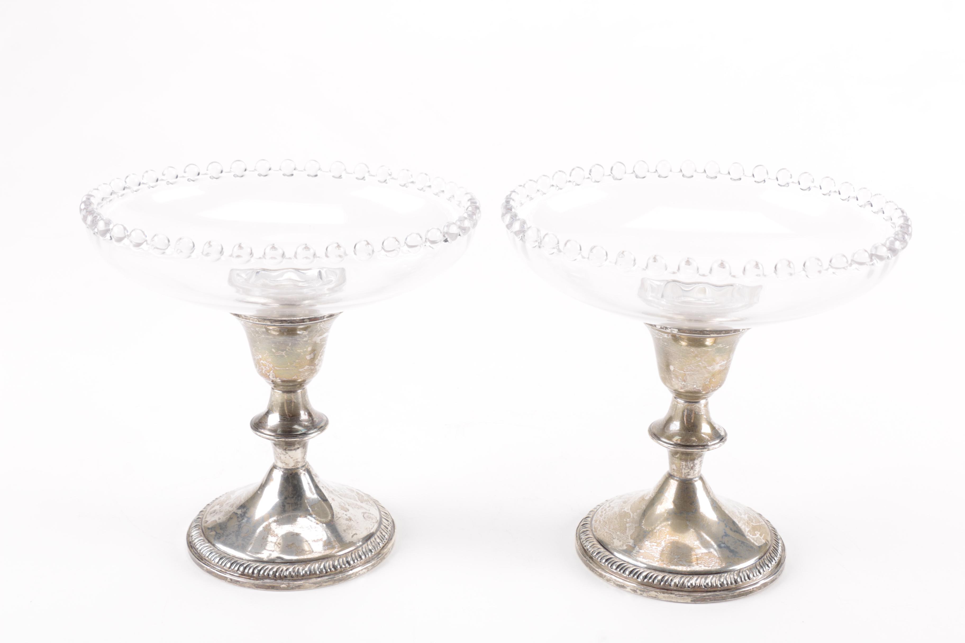 Frank Whiting and Crown Weighted Sterling Candle Holders and Compotes
