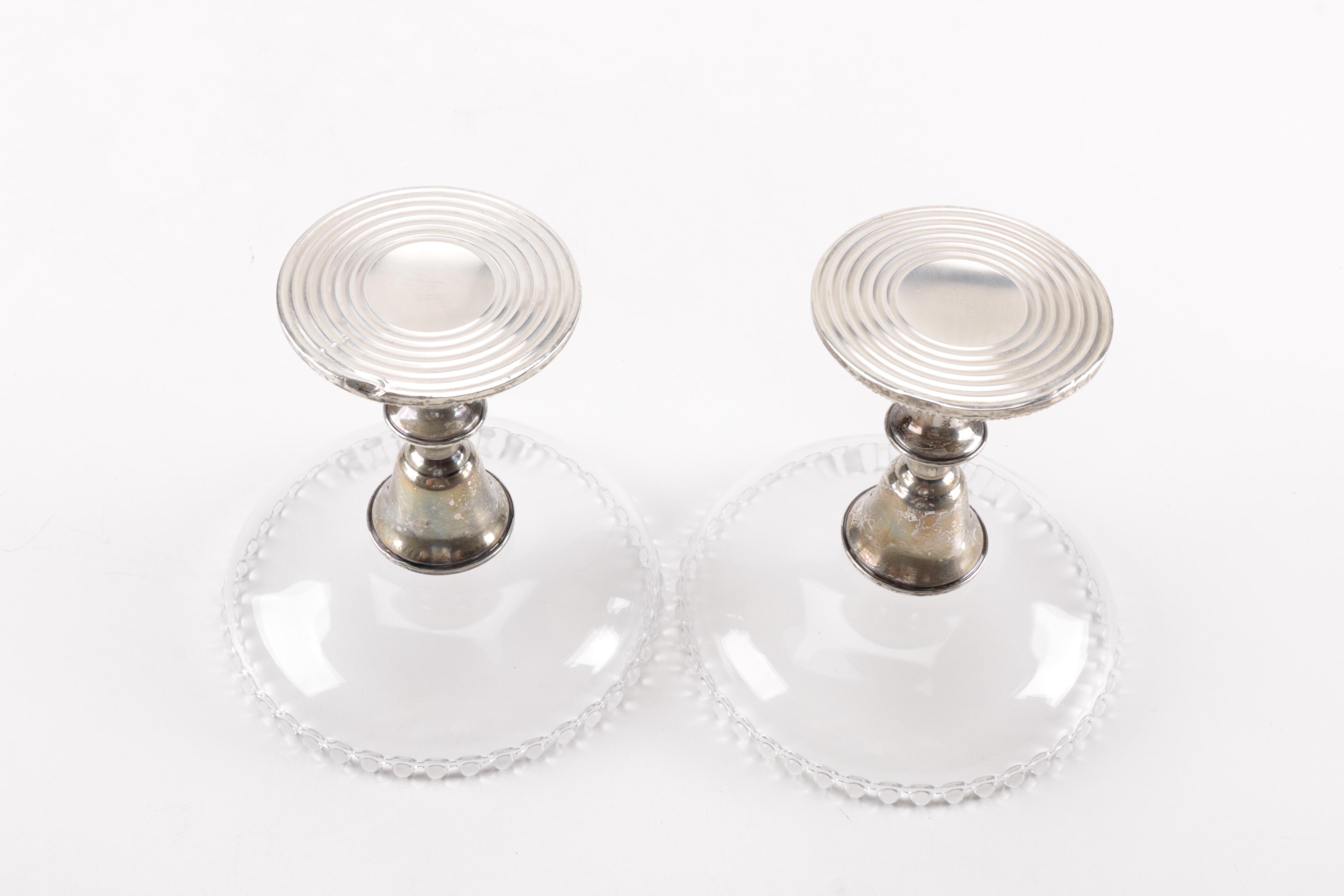 Frank Whiting and Crown Weighted Sterling Candle Holders and Compotes